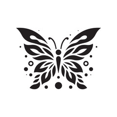 Abstract Black and White Butterfly Illustration With Symmetrical Wing Patterns