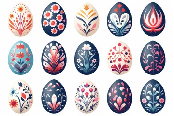 Fototapeta premium Set of colorful Easter eggs on a white background