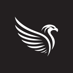 Elegant White Phoenix Silhouette on a Black Background Depicting Strength and Rebirth