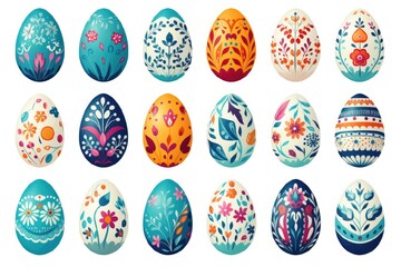 Set of colorful Easter eggs on a white background