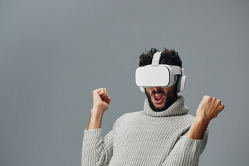 Glasses man virtual game digital headset vr reality technology modern entertainment innovation