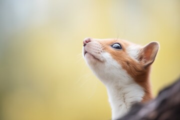 stoat sniffing the air, breath visible - obrazy, fototapety, plakaty