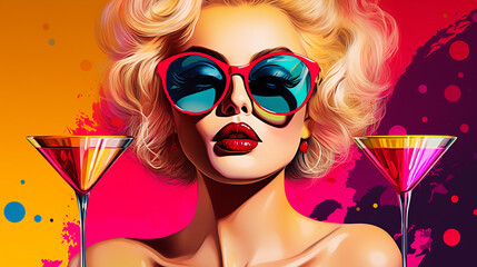 Bold and Beautiful: Pretty Blonde Woman Strikes a Pose in Pop Art Fashion