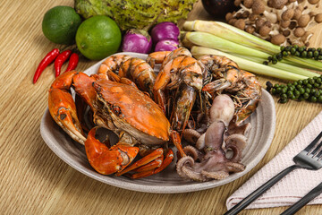 Luxury seafood mix - crab, prawn, octopus
