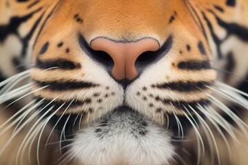 a tigers snout and nostrils up close