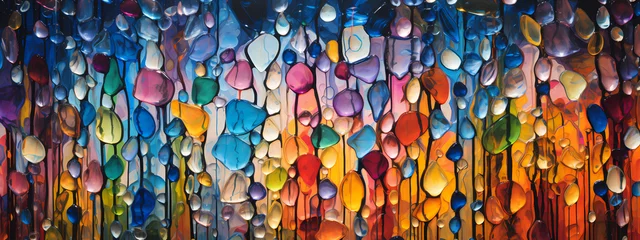 Papier Peint photo Lavable Coloré Stained Glass Serenade: A Raindrop Symphony