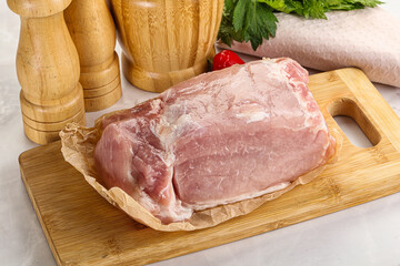 Raw uncooked pork meat loin