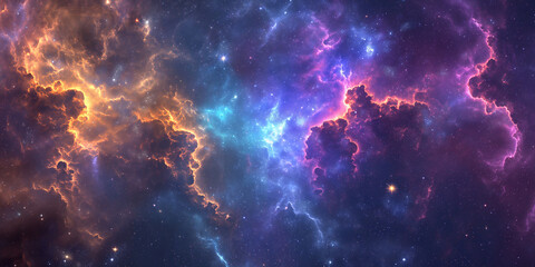 Fototapeta na wymiar Colorful Nebula galaxy background with blue purple outer space and beautiful universe stars