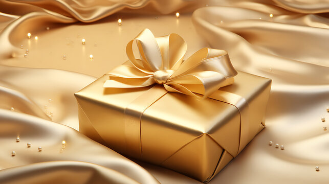 A luxury gold gift, 3d rendering