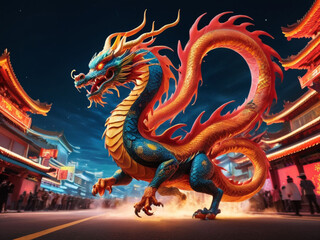 Fototapeta na wymiar Chinese New Year Dragon Background 2024