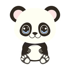 Vector cartoon illustration with cute panda