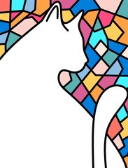 Modern abstract colorful shape background cat illustrations