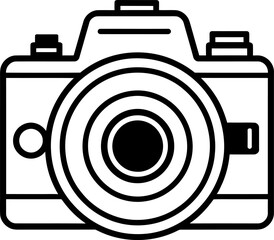 Photo camera silhouette in black color. Vector template for laser cutting wall art.