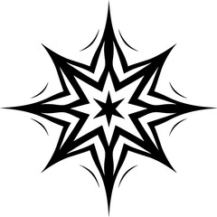 Tattoo star silhouette in black color. Vector template for tattoo design art.