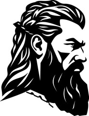 Viking warrior with beard portrait silhouette. Barbarian viking people. Vector eps10 design.