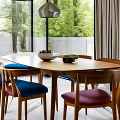 A mid-century modern dining room with iconic Eames chairs2
