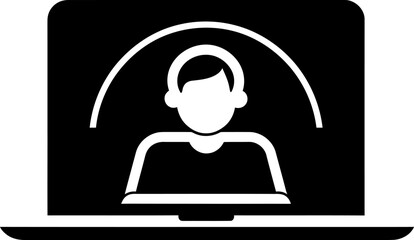 Webinar icon silhouette in black color. Vector template for laser cutting wall art.