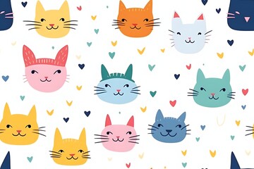 Seamless pattern with cute cats