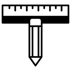 Pencil and scale solid glyph icon