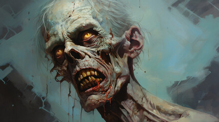 Zombie facehorror portrait illustration painting