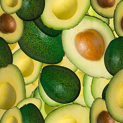 Seamless sliced avocado high resolution banner pattern