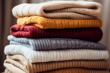 Abstract background with wool knitted clothes. Generative AI