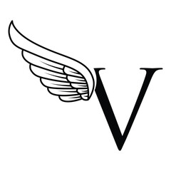 Initial letter V logo and wings symbol vector