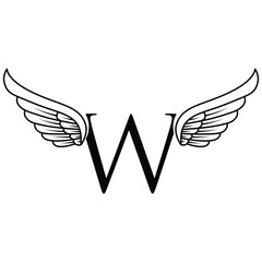 Initial letter W logo and wings symbol vector