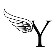 Initial letter Y logo and wings symbol vector