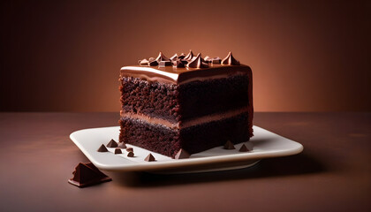 Obraz premium chocolate cake on a plate, macro, detailed