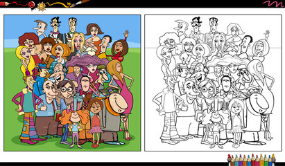 crowd of funny comic people characters group coloring page © Igor Zakowski