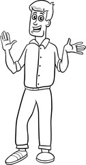 funny cartoon young man comic character coloring page