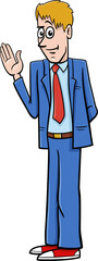 Cartoon young man comic character in suit