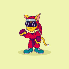 Cute Cat ninja vector illustration for fabric, textile and print