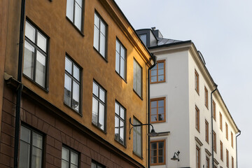 Fototapeta na wymiar Low angle view of buildings against clear sky