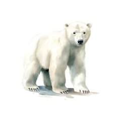 Foto op Canvas polar bear watercolor children's book illustration style on white background © 1emonkey