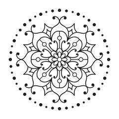 Simple mandala black and white outline - mandala vector - easy mandala coloring pages for adults and kids