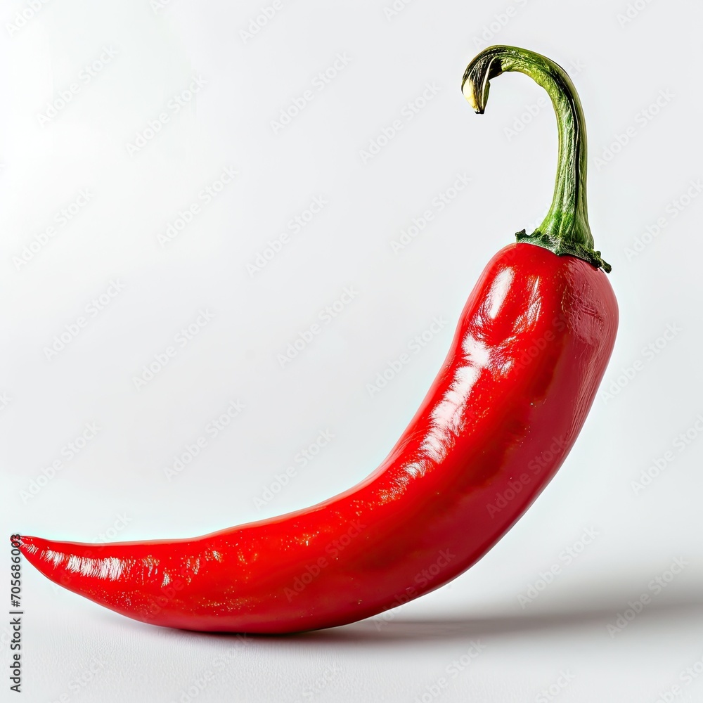 Poster red hot chilli peppers food vegetable spicy healthy on white background, close up photo