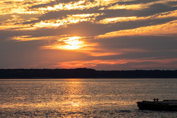 Sunrise over the water. 