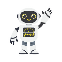 Obraz na płótnie Canvas Cute white Ai robot with hand up