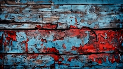 Obraz premium Texture of an old wooden wall. Cracks and peeling paint in the background. Aged painted boards. Vintage wooden background.