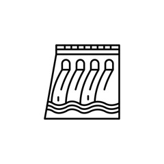 Hydroelectric power plant icon designed in a line style on white background.