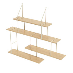 Wooden wall shelves isolated on transparent background. 3D illustration