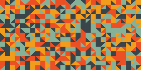 Abstract retro pattern of geometric shapes. Colorful gradient mosaic backdrop. Geometric hipster triangular background, vector