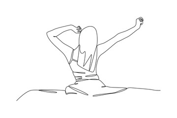 Woman wakes up after rest time