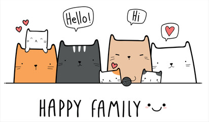 Happy family cats, Creative special art design - Vector
