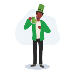 St Patrick's Day Celebration with Green Beer. Smiling Man Celebrating with Green Beer