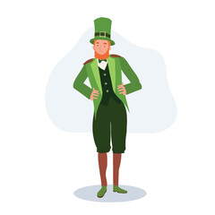 Smiling Irish Man in Leprechaun Costume for St Patricks Day