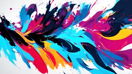 Fluid art texture design. Background with abstract mixing paint effect. Mixed paints for posters or wallpapers. White, blue and golden overflowing colors. Liquid acrylic picture that flows and splashe