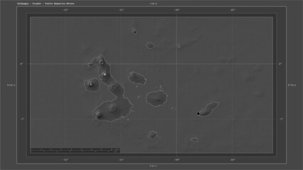 Galápagos - Ecuador composition. Bilevel elevation map